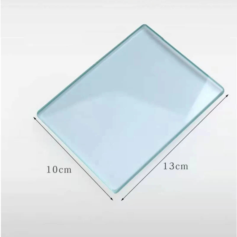 Tempered Glass Grinding Plate with polished edges, ideal for grinding pigments into smooth paints, made from advanced tempered glass for durability and scratch resistance. paint making