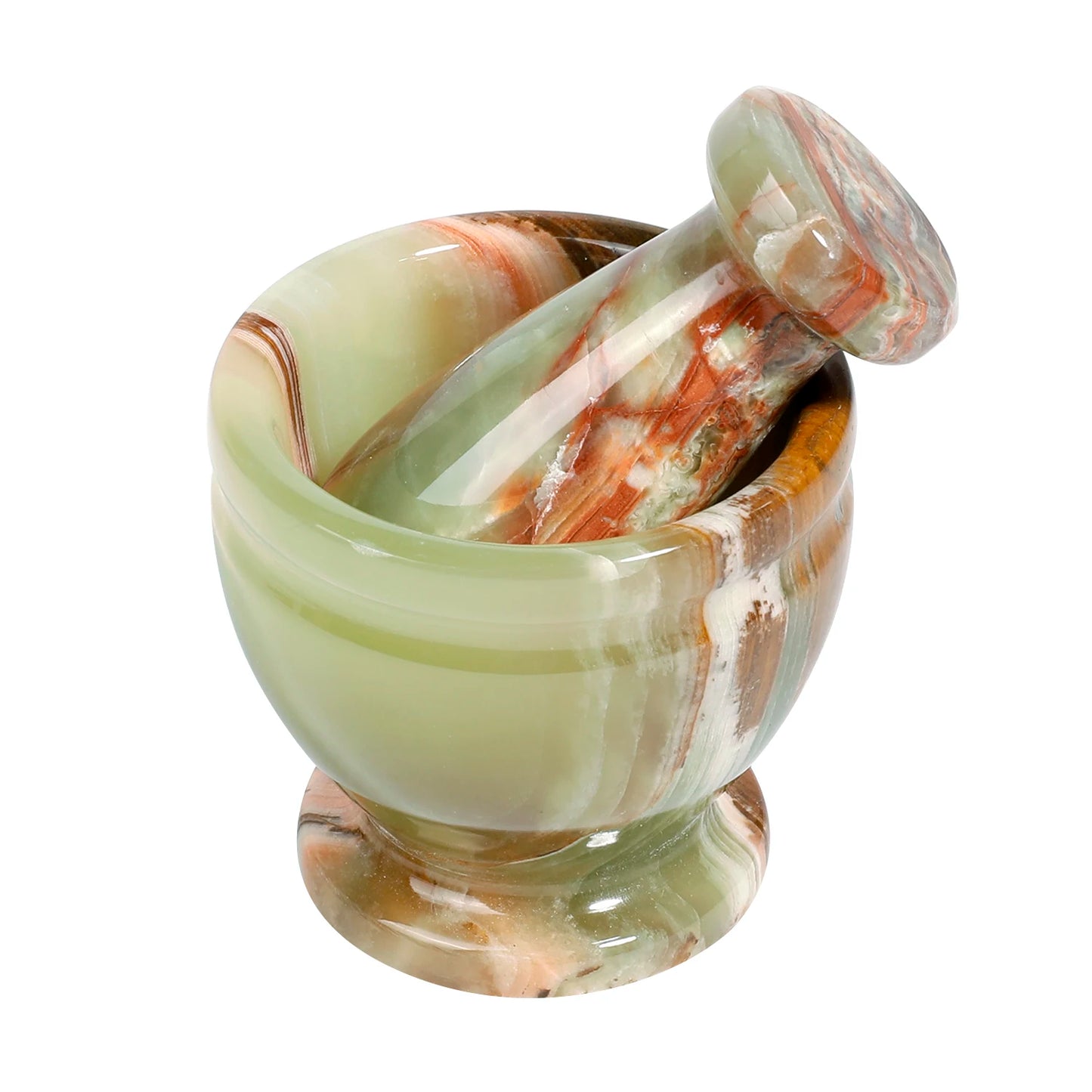 Natural Marble Mortar and Pestle, hand-polished with a smooth, ergonomic design, perfect for grinding dry pigments and preparing oil paint mixtures.