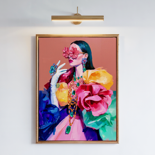 Blooming Hope – Women’s Empowerment Series | Floral Portrait Canvas Print, Contemporary Colorful Oil Painting Wall Art