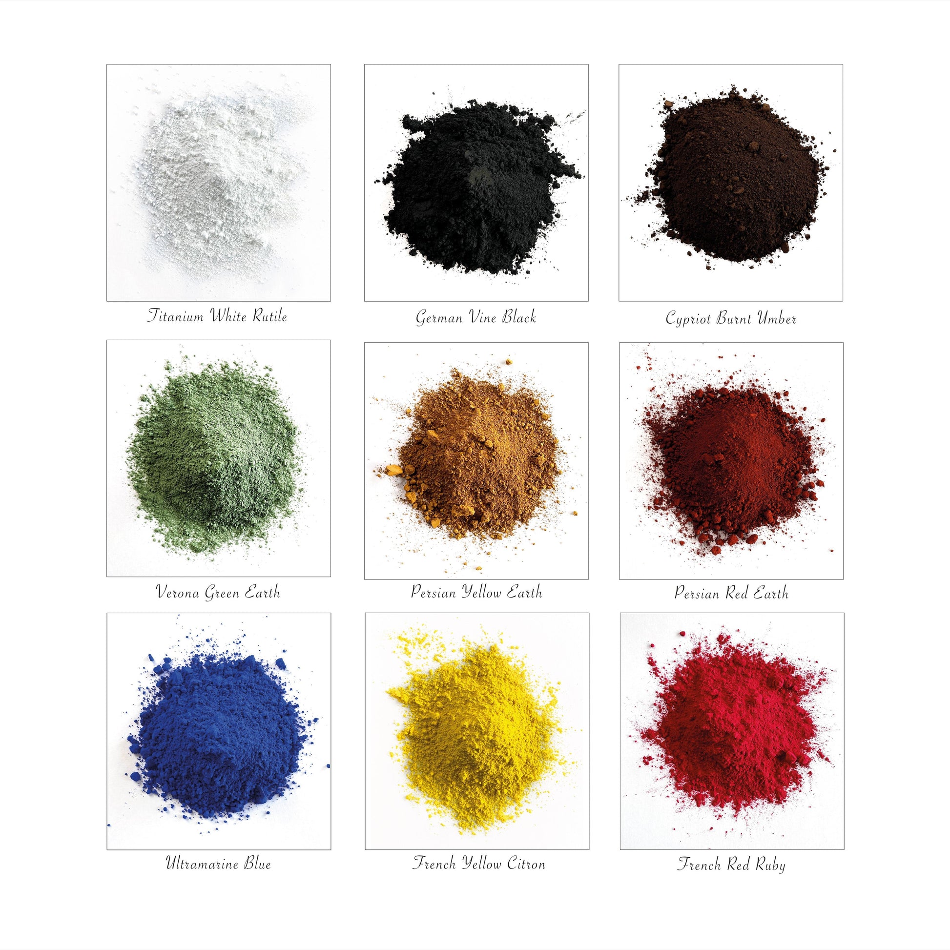 High-quality, vibrant, non-toxic pigments for oil painting. Earth pigments. natural pigments.