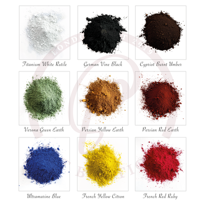 High-quality, vibrant, non-toxic pigments for oil painting. Earth pigments. natural pigments.